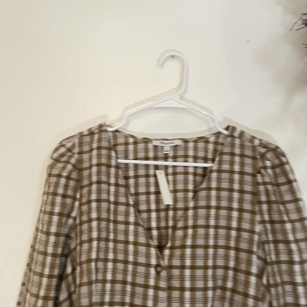 NEW Madewell Women's Westover Top Sandown Plaid Brown Size 8 Long Sleeve Neutral - Picture 7 of 13